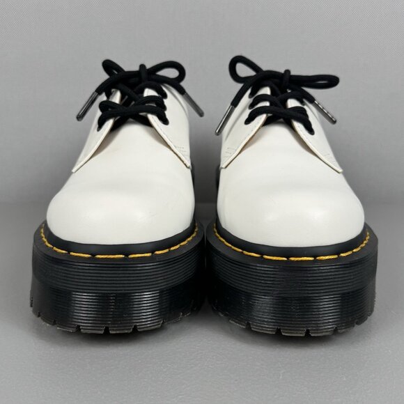 Dr Doc Martens Shoes 1461 Quad Platform Smooth Leather Air Wair Womens 7 White - Picture 2 of 9